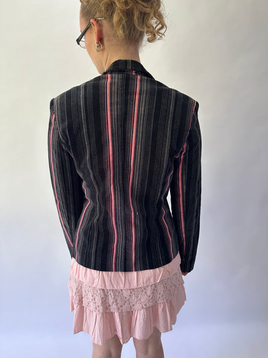 devil wears prada | medium black and pink pinstripe blazer jacket