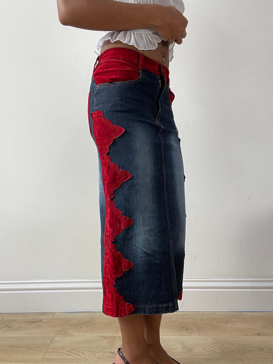 vintage edit twenty-nine | extra small blue denim maxi skirt