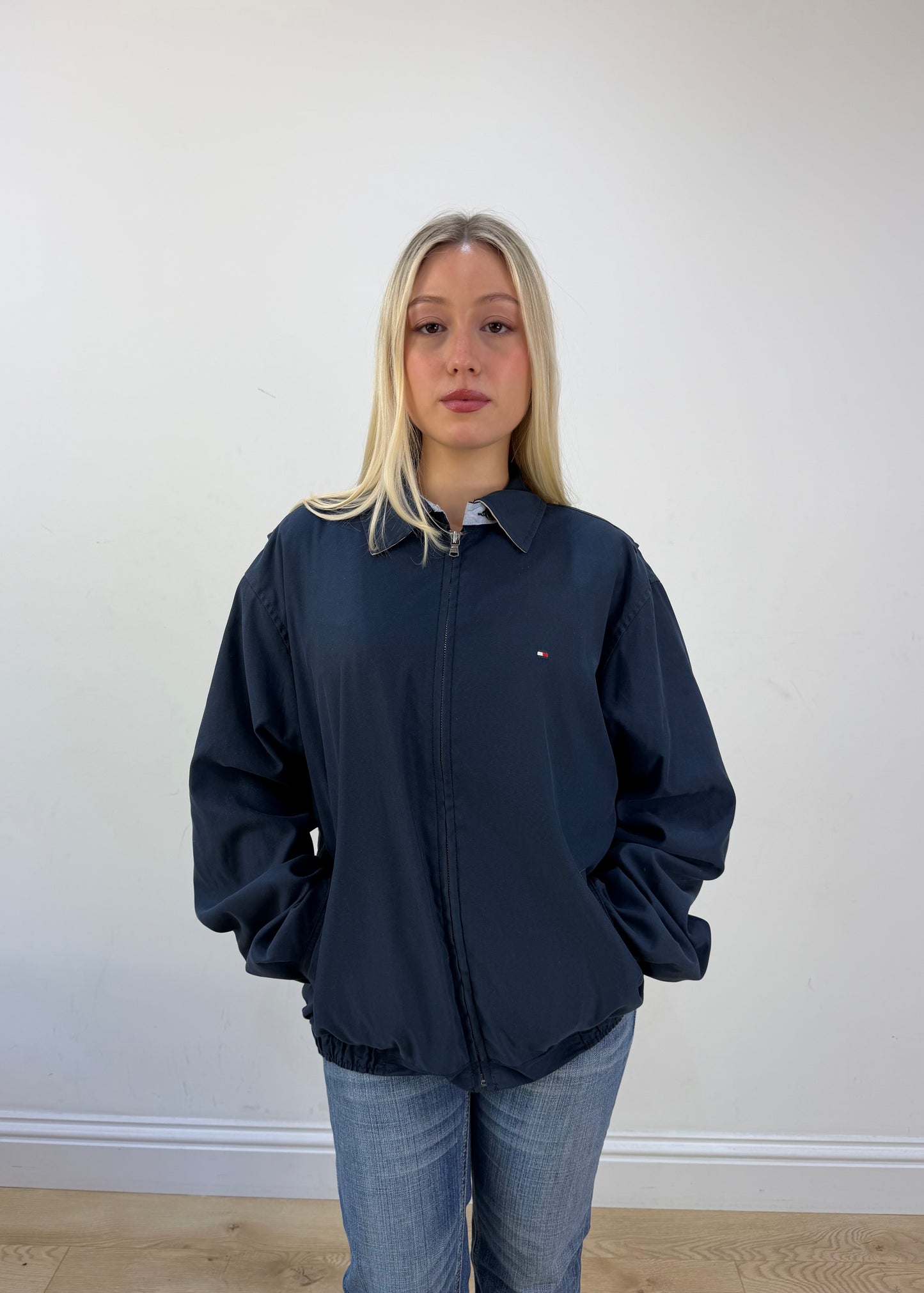 small tommy hilfiger navy harrington jacket
