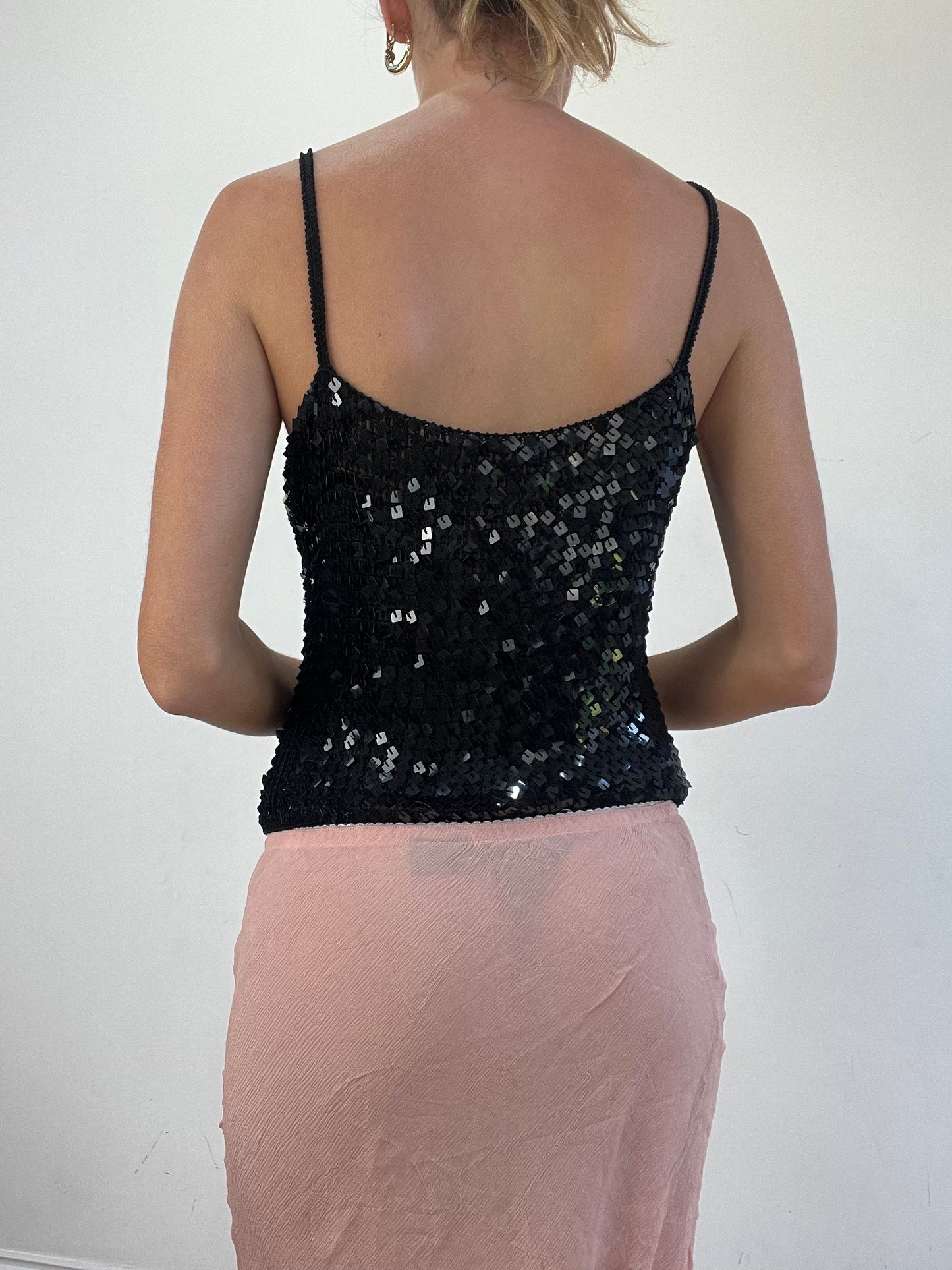 vintage edit eleven | medium black and white sequin cami