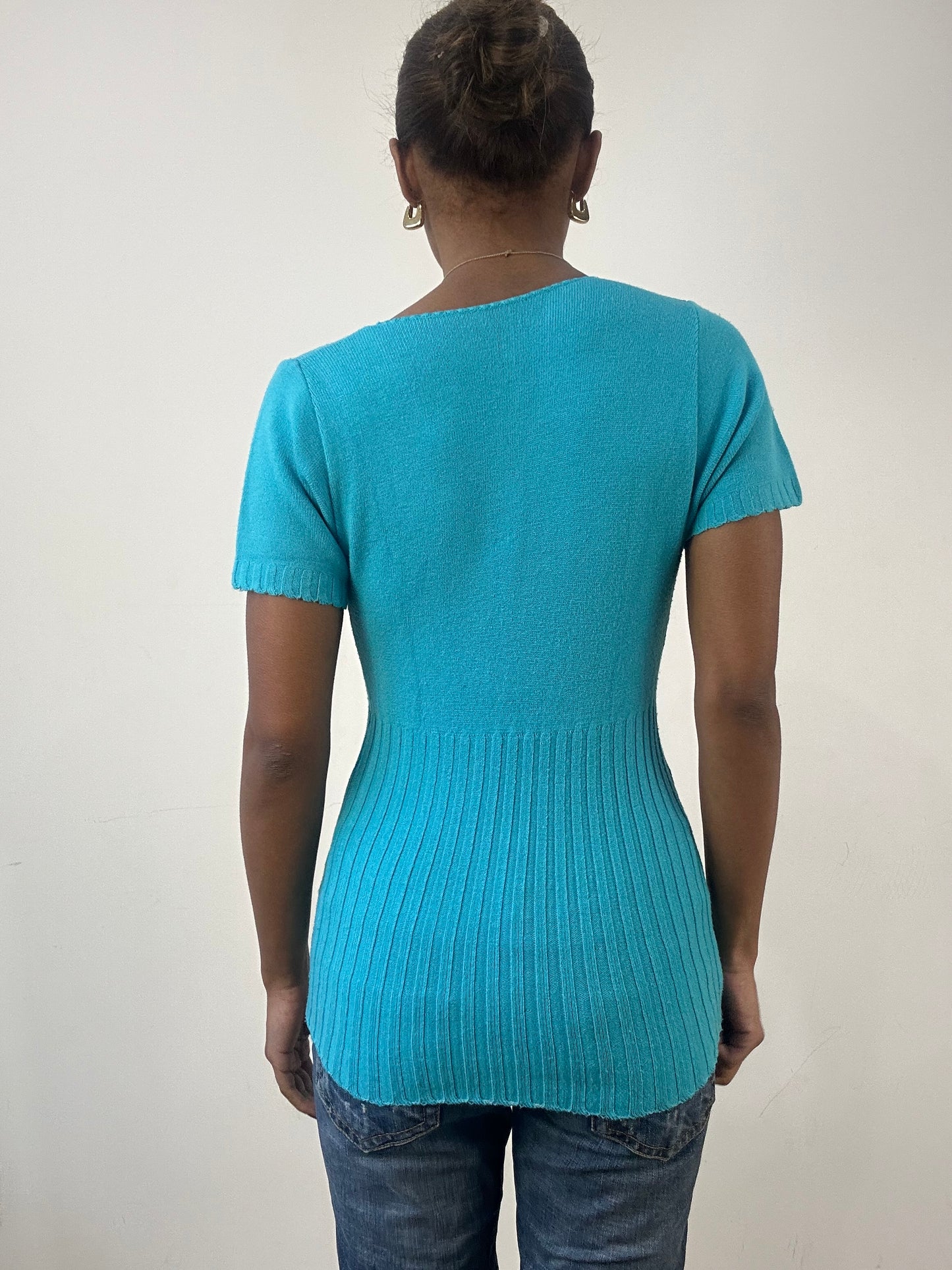 winter edit | small blue knit short sleeve top