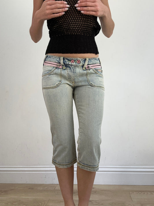 summer edit | Größe: S · Artikel: Caprihose · Details: helle Waschung