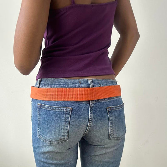 ⭐️💻 | one size orange nylon belt with silver beaded buckle