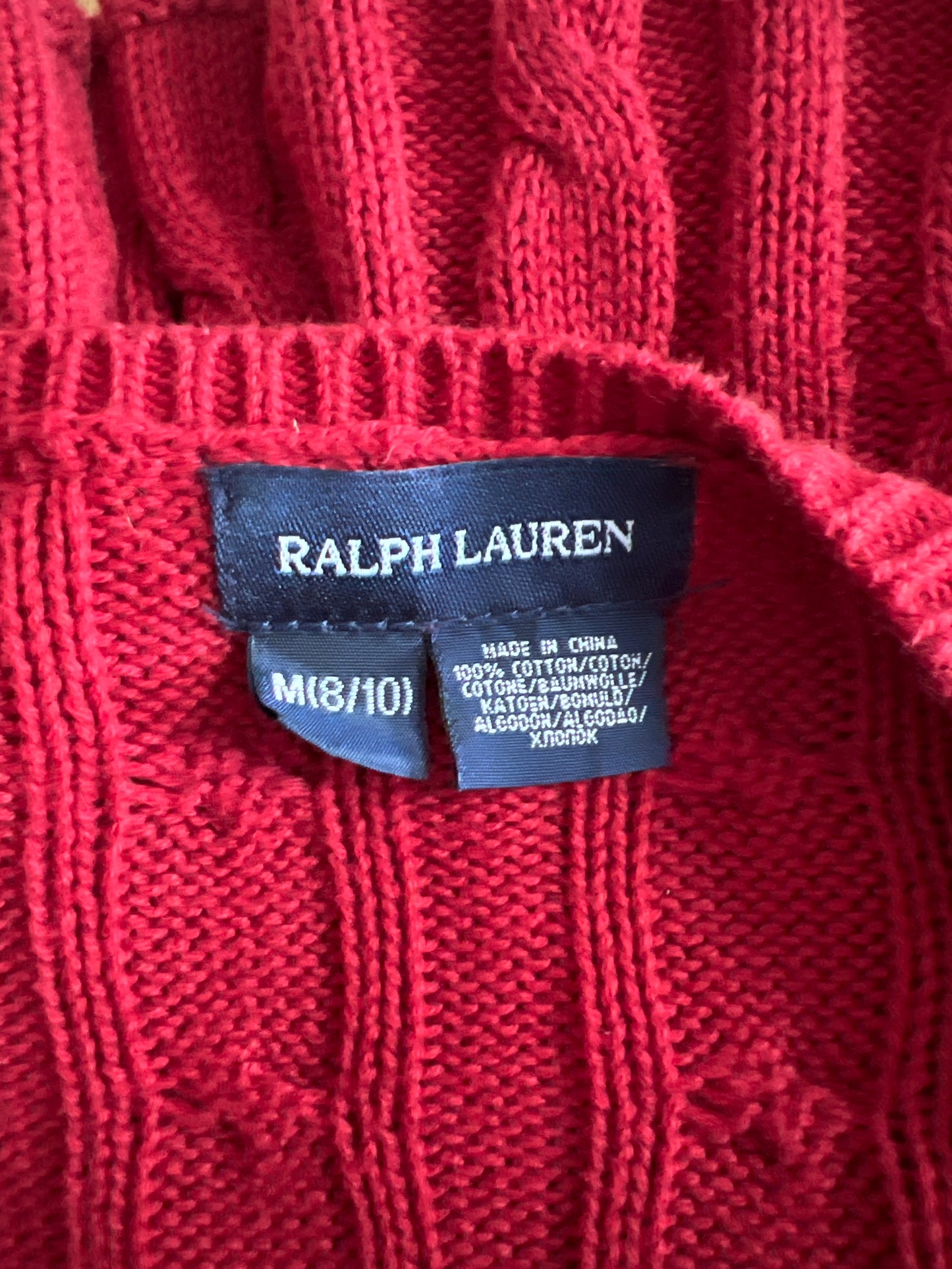 gilmore girls | medium red ralph lauren fringe cropped cardigan