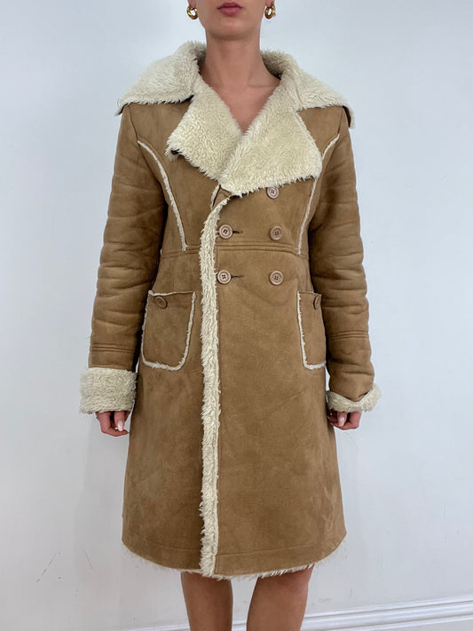 vintage edit ten | small beige sherpa fur coat
