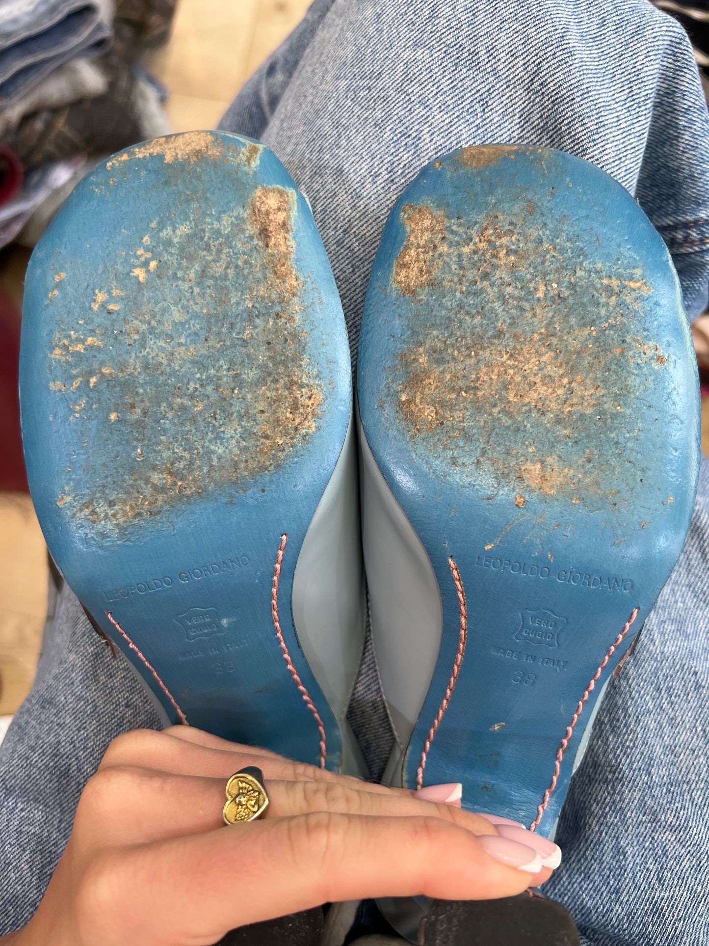 vintage edit twenty | uk 5 baby blue clear toe floral heels