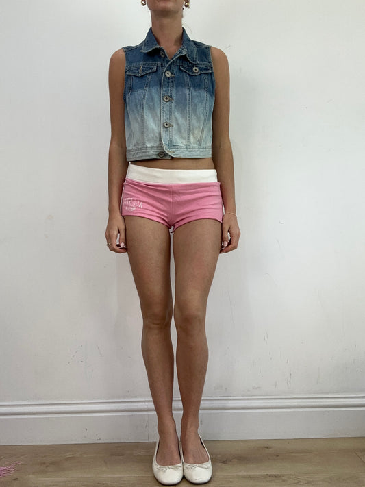 💻💚 miley cyrus edit | small blue denim sleeveless jacket with ombre effect