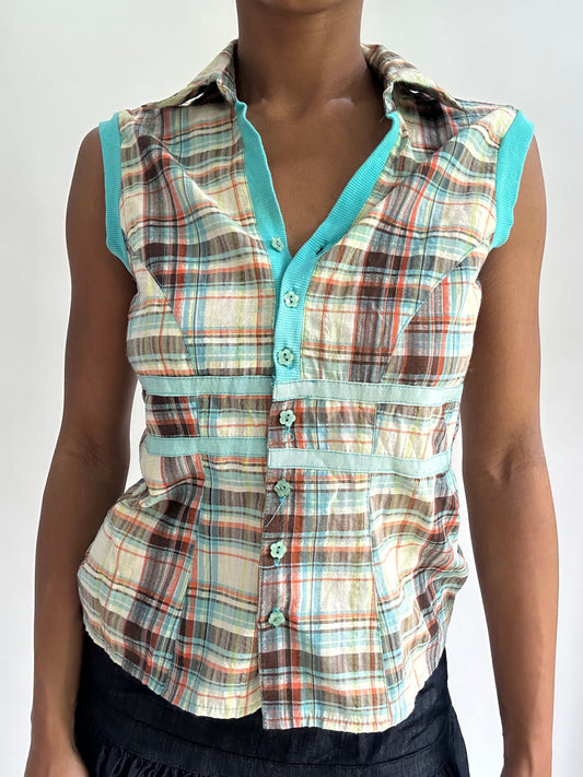 BEST PICKS | small/medium plaid short sleeve top