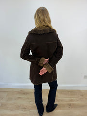 small chocolate brown button trench coat