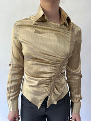 devil wears prada | taille: S/M · couleur: doré · article: haut · détails: rayures tennis + ajusté + miss sixty
