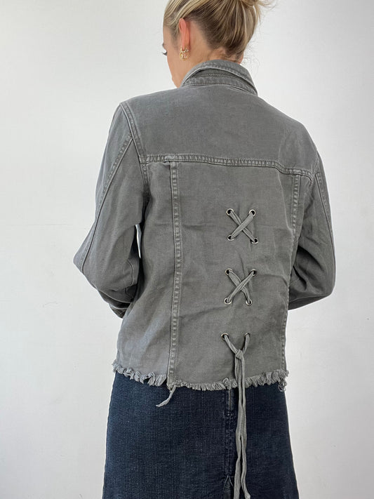 💻DENIM ON DENIM | صغير رمادي دينيم يرفع سترة