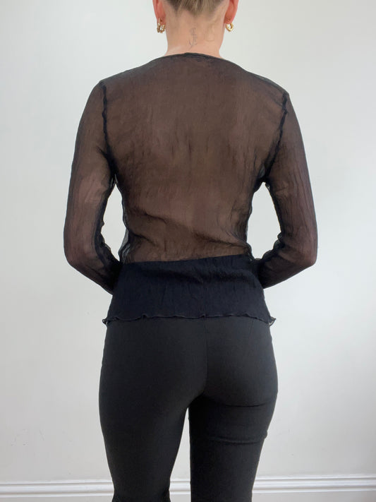vintage edit twenty-two | small black sisley sheer long sleeve top