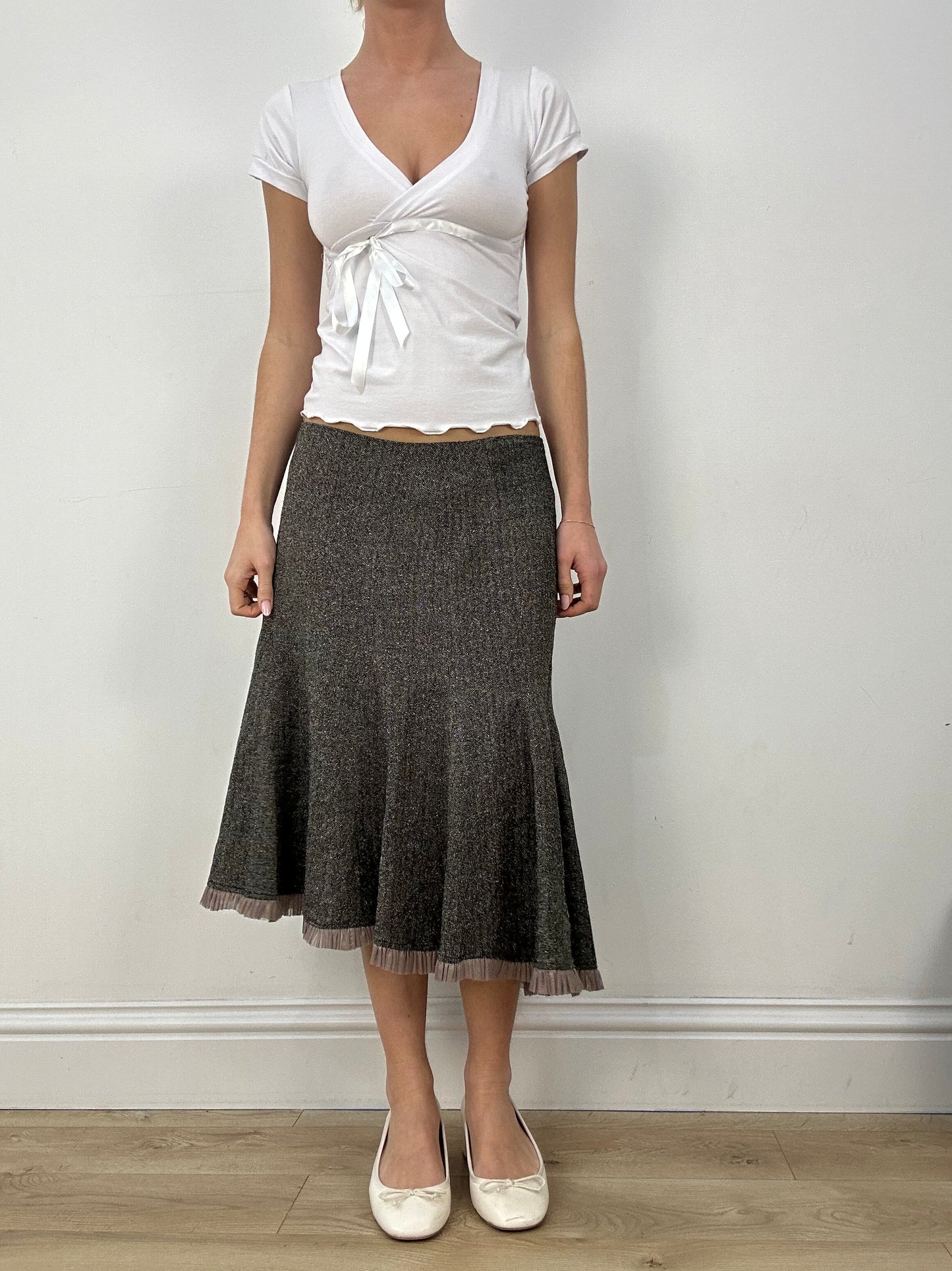 countryside | medium brown asymmetric maxi skirt
