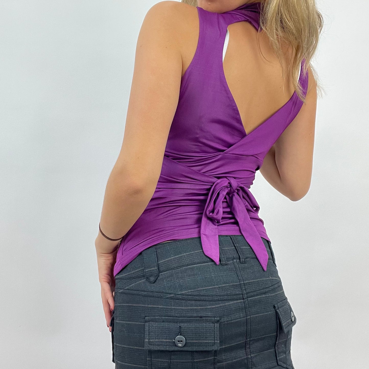💻 CORPCORE DROP | small purple halterneck top with oversized buckle detail