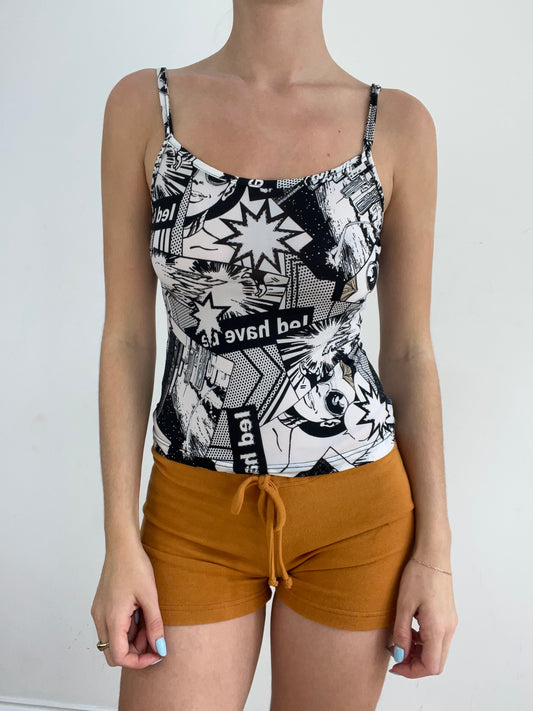 💻‼️ black and white cami with comic print
