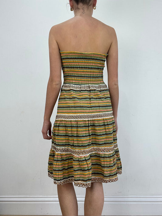 💻💚 vintage edit nineteen | small black and yellow striped bandeau style dress