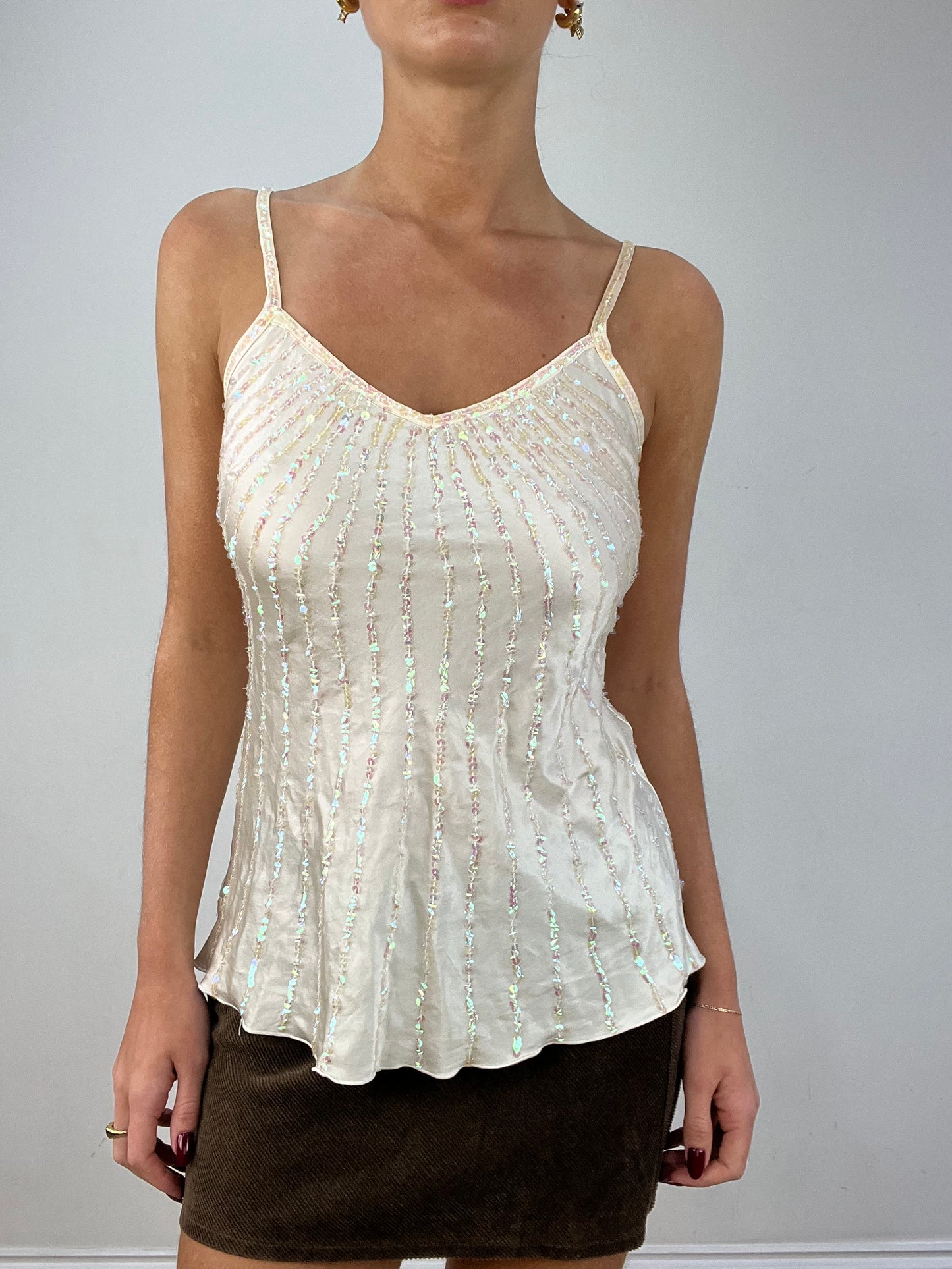 vintage edit twelve | medium white sequin cami top