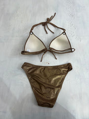 💚Vintage editar veintiocho | juego de bikini marrón iridiscente medio