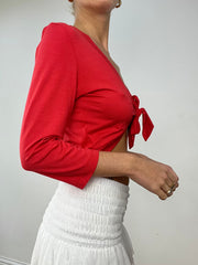 BALLETCORE | Red Longo Cadeia Pronto Tiro Vestido Superior Mulher