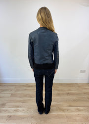 small leather blue jacket