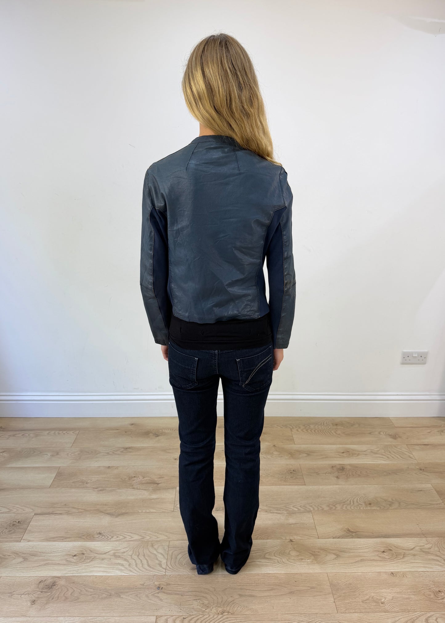 small leather blue jacket