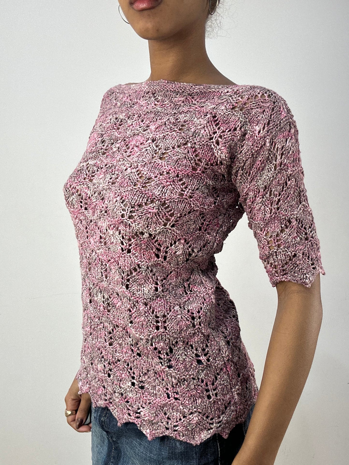 vintage edit thirty-six | small/medium pink knit short sleeve top