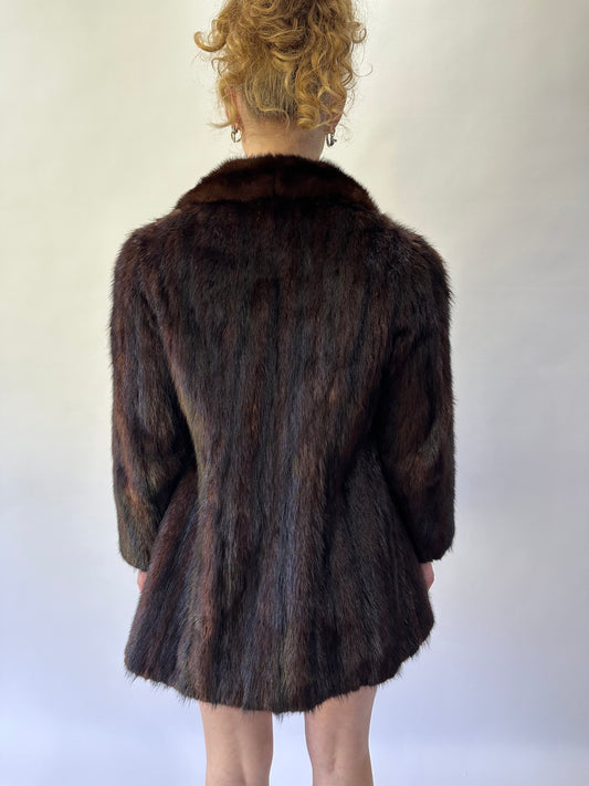 devil wears prada | medium brown button up fur coat