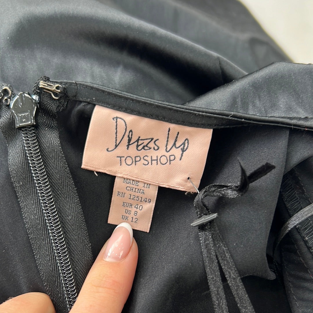 TAYLOR SWIFT DROP | medium black old label topshop dress with red stripes