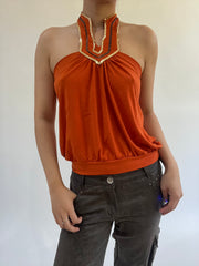 ‼️ | small orange sequin halterneck top