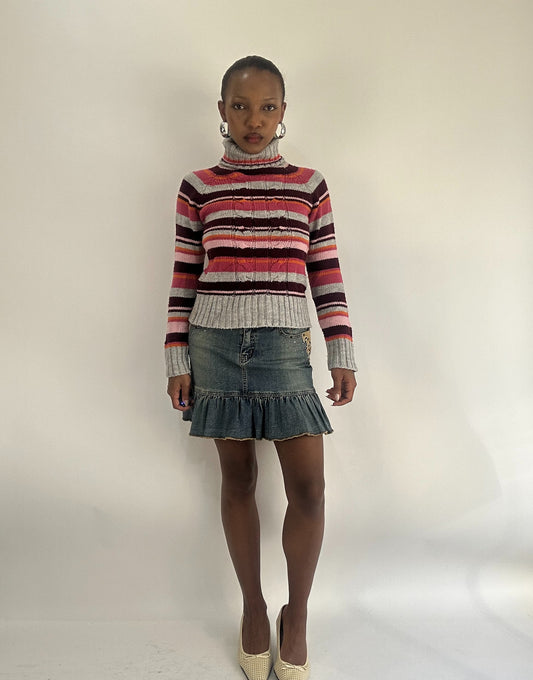 AUTUMN FAVOURITES | extra small pink and grey fishbone knitted jumper