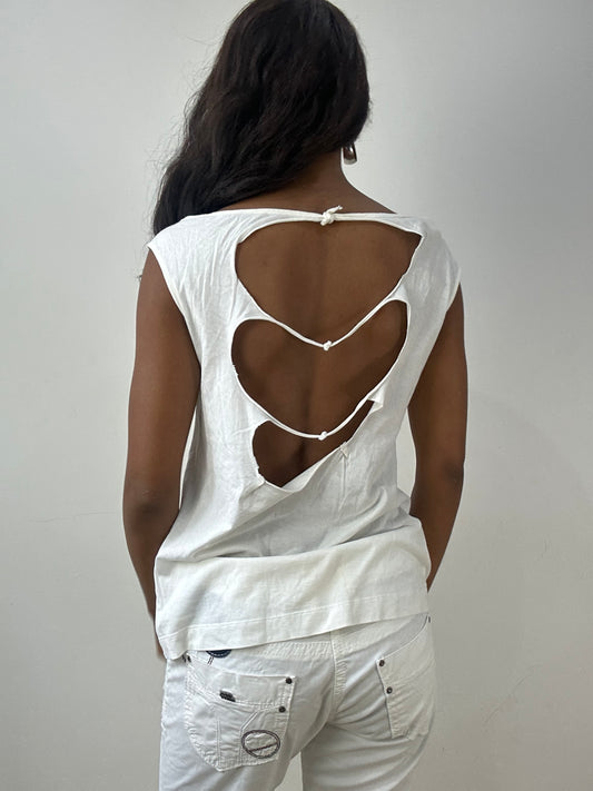 BEST PICKS | small white miss sixty graphic top with cutout back