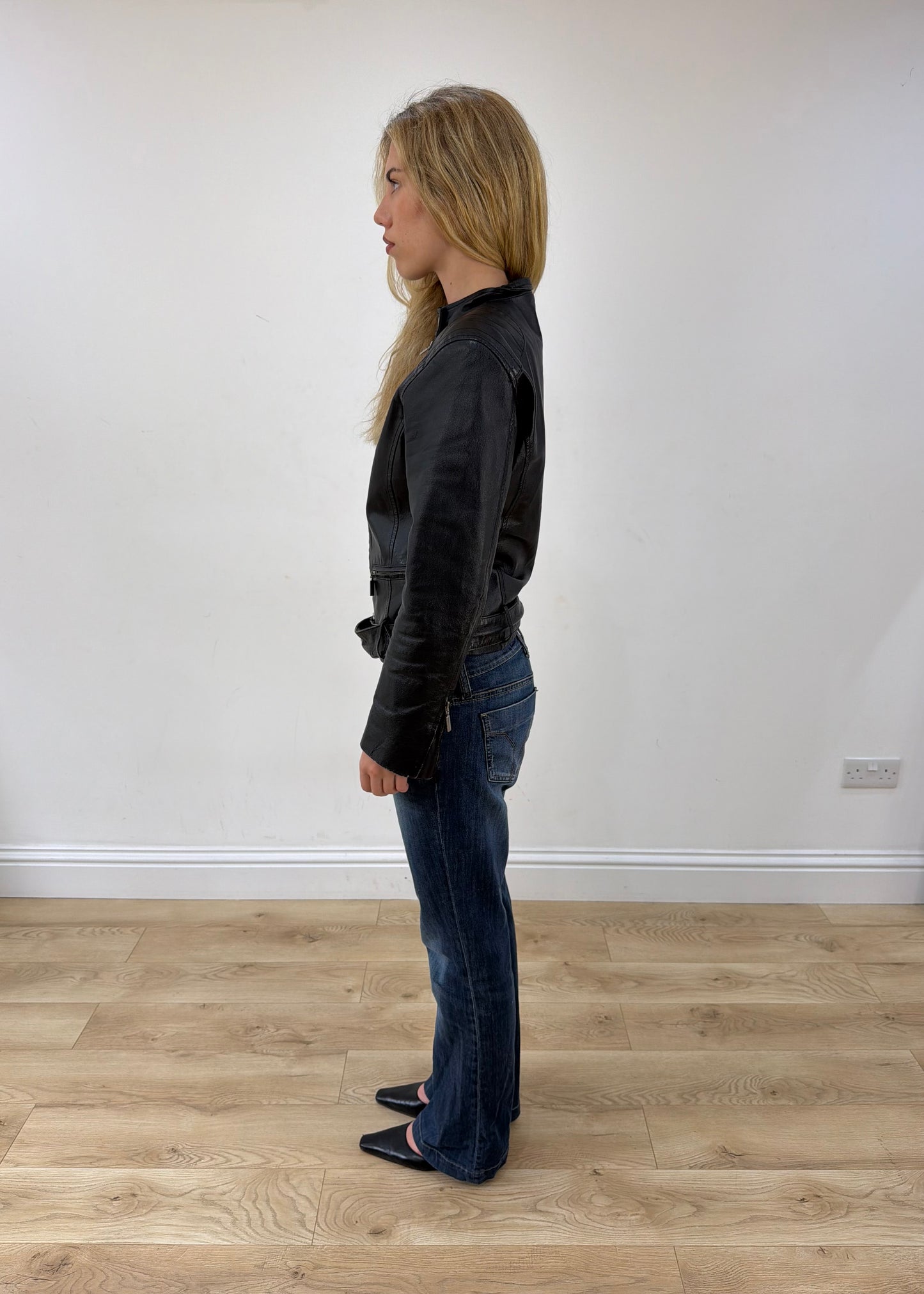 medium black faux leather jacket