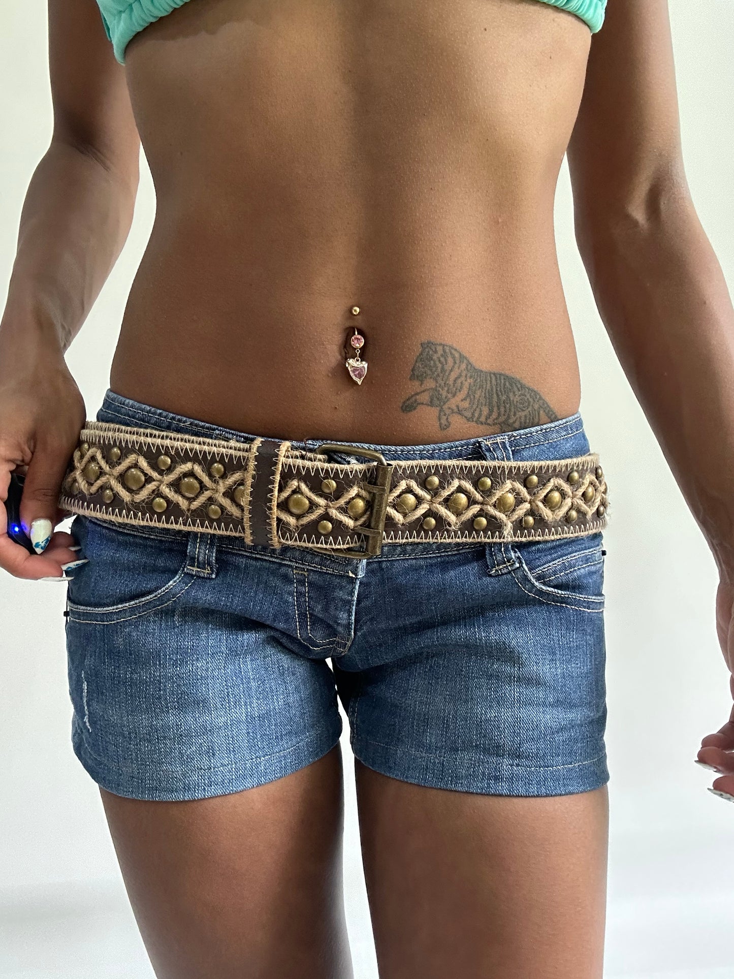 ‼️💻sailor drop | brown and gold woven buckle belt