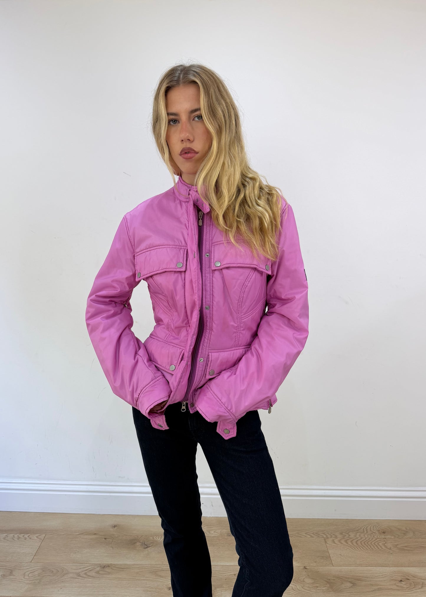 small pink biker jacket