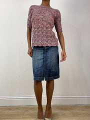 Vintage Edit Sechsunddreißig | kleiner blauer Denim-Midirock
