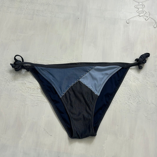 ‼️💻 blue denim patchwork tie side bikini bottoms
