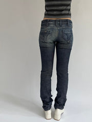 ‼️ | small dark blue sequin detail fitted jeans