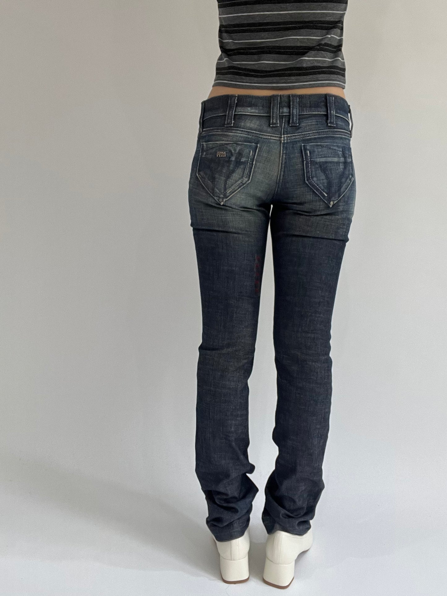 ‼️ | small dark blue sequin detail fitted jeans