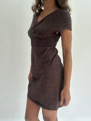 wedding guest drop | taille: S · couleur: marron · article: robe · détails: paillettes + longueur mini