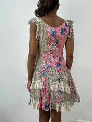 BEST PICKS | small khaki midi dress with mixed print detail