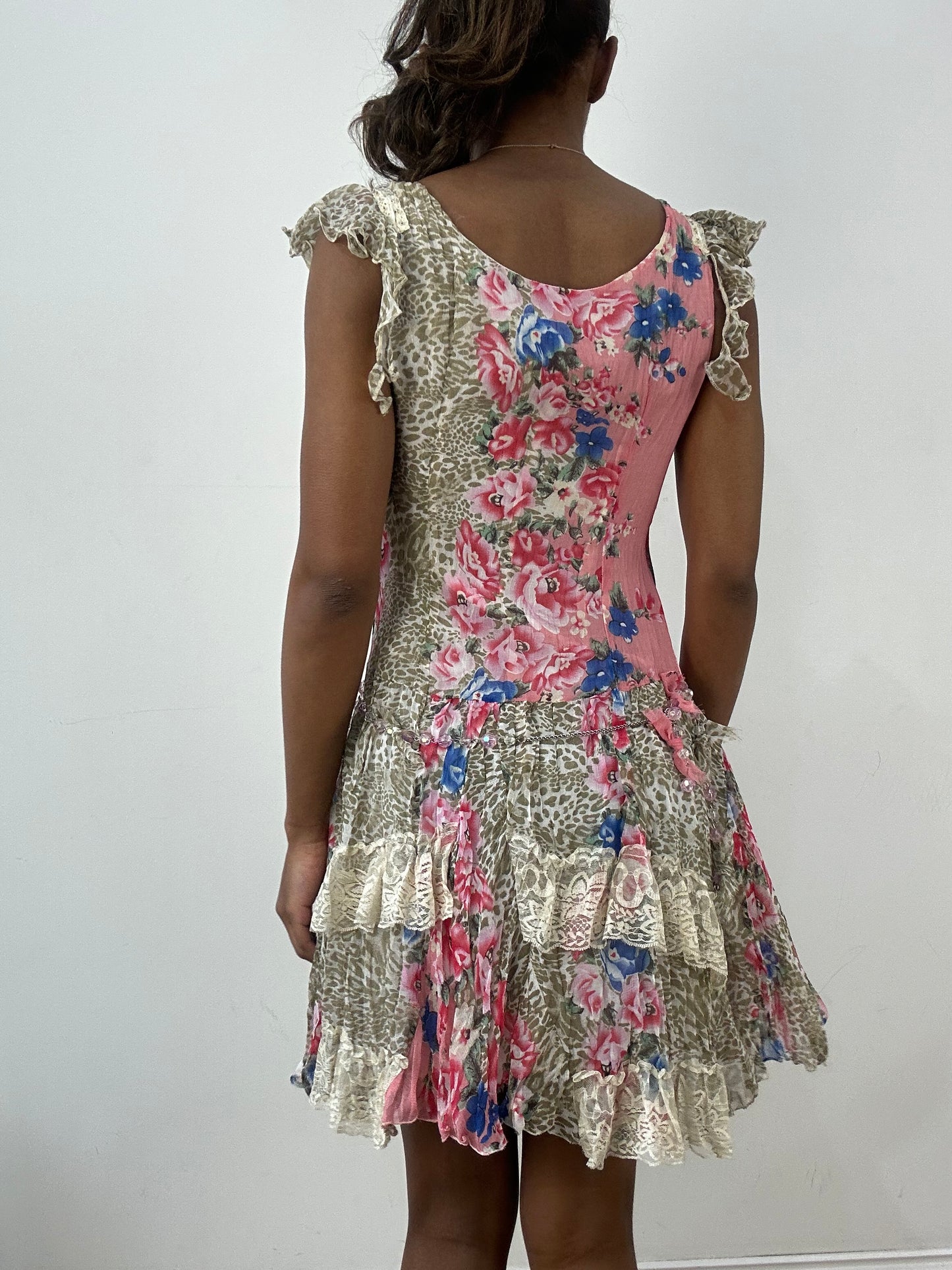 BEST PICKS | small khaki midi dress with mixed print detail