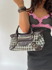 SATC drop | taille: M · couleur: marron + turquoise · article: sac à main