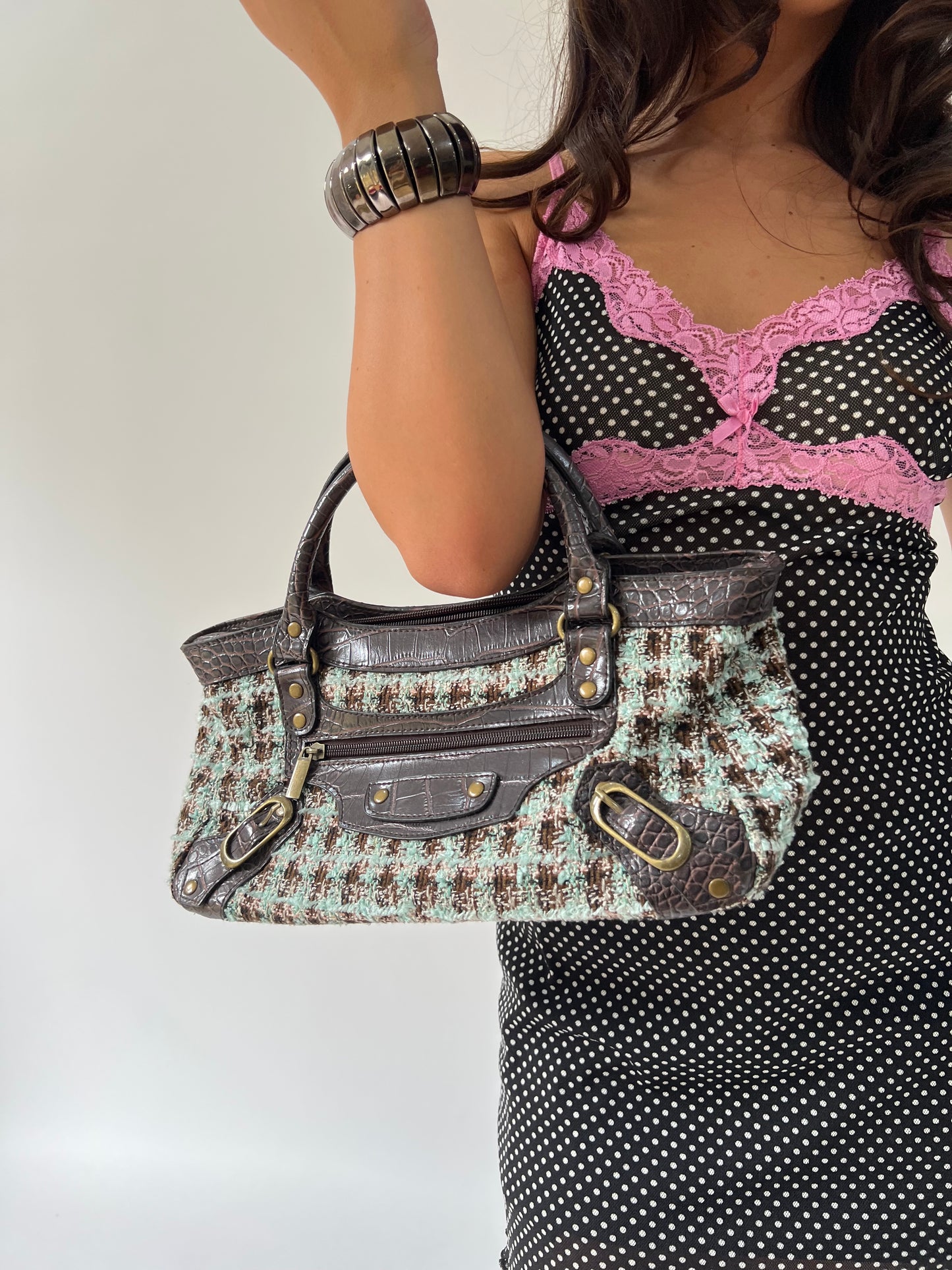 SATC drop | medium brown and turquoise handbag