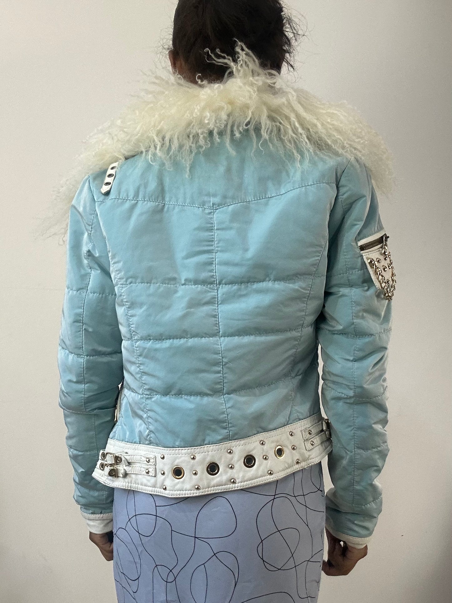 AUTUMN EDIT | small blue dual zip jacket with faux fur trim