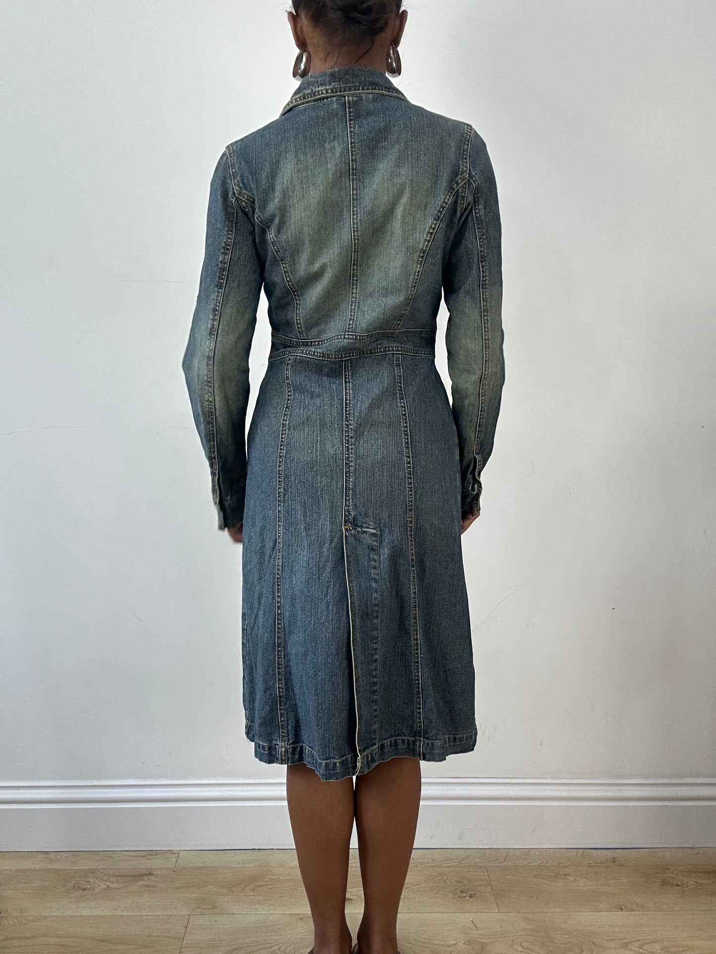 LFW edit | small blue denim button up trenchcoat