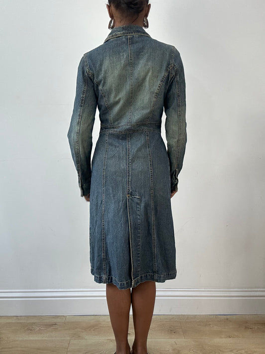 LFW edit | small blue denim button up trenchcoat