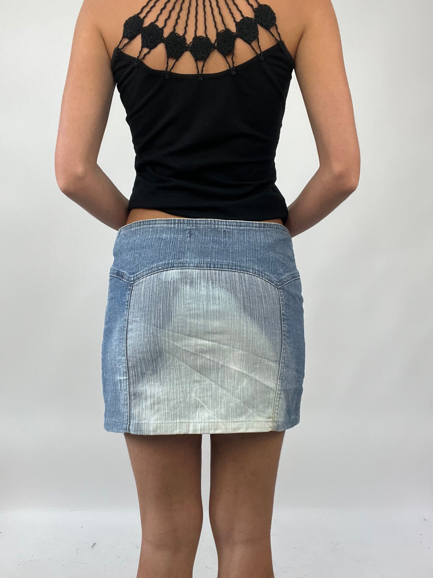 PALM BEACH DROP | small denim blue mini skirt with contrast side panels
