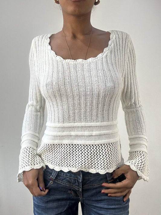 winter edit | small cream knit jumper with scalloped trim