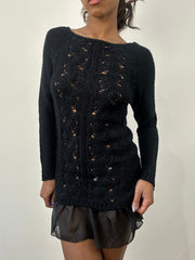 romantic grunge edit | taille: S/M · couleur: noir · matière: maille · article: robe · détails: longueur mini
