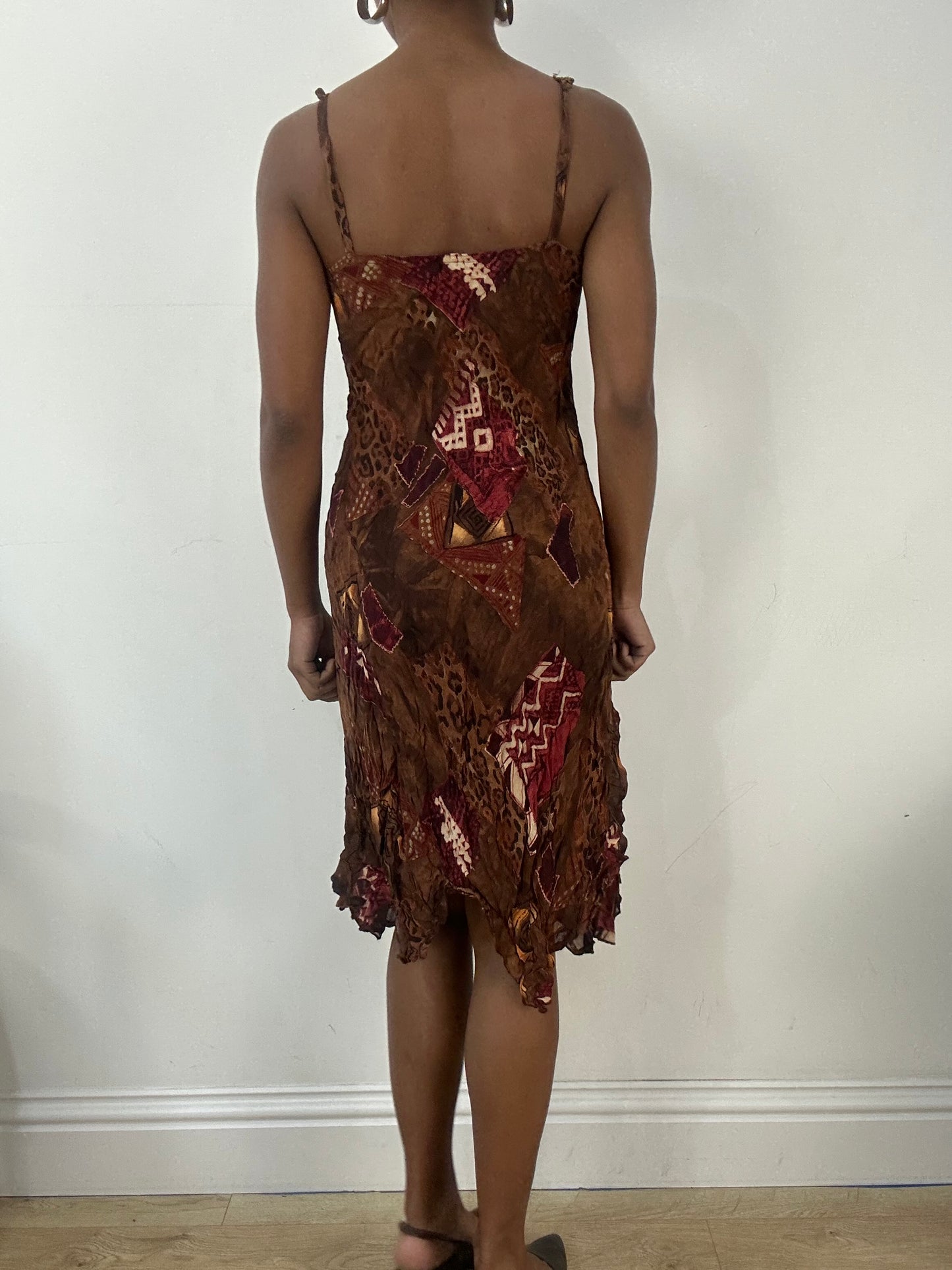AUTUMN EDIT | medium brown midi dress with mesh overlay
